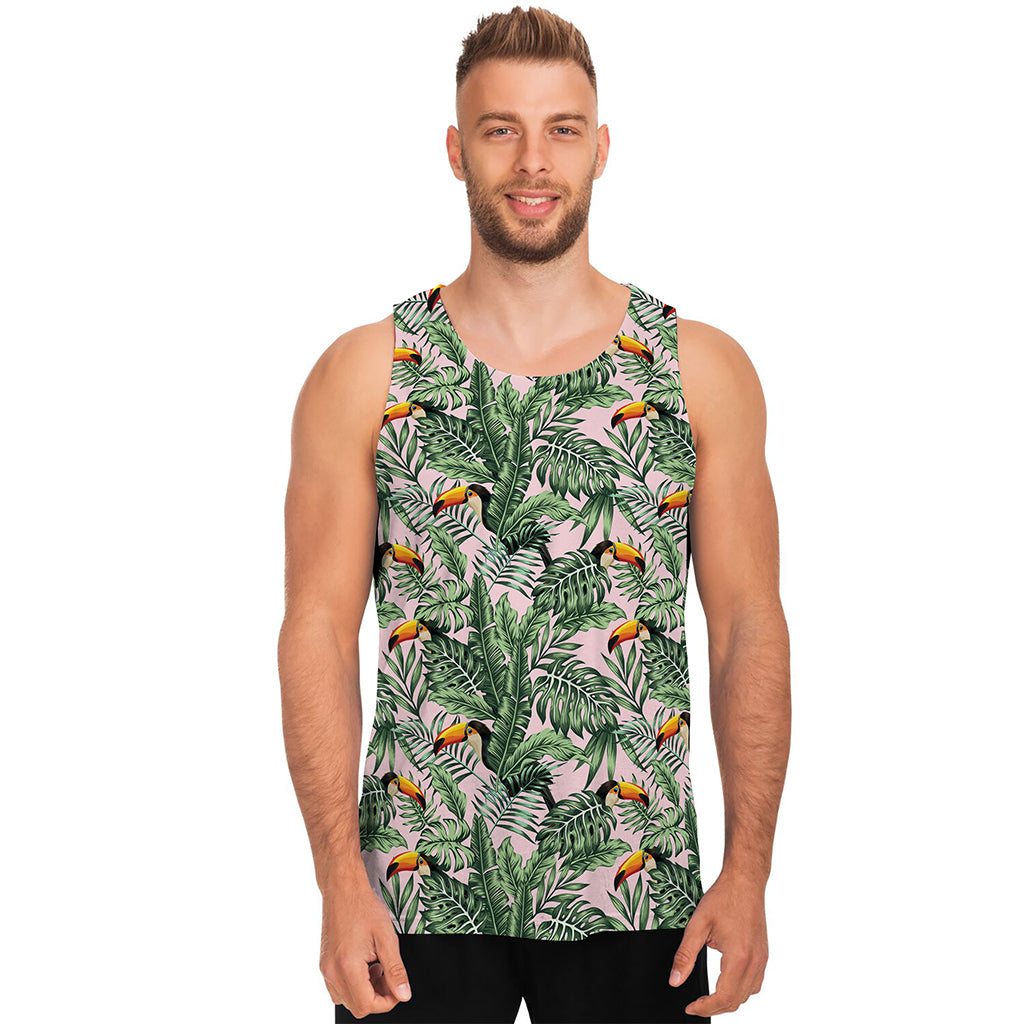 Tropical Palm Leaf And Toucan Print Men's Tank Top