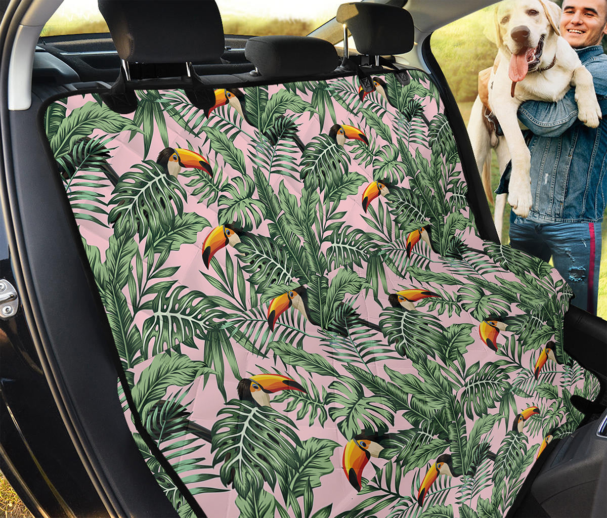 Tropical Palm Leaf And Toucan Print Pet Car Back Seat Cover