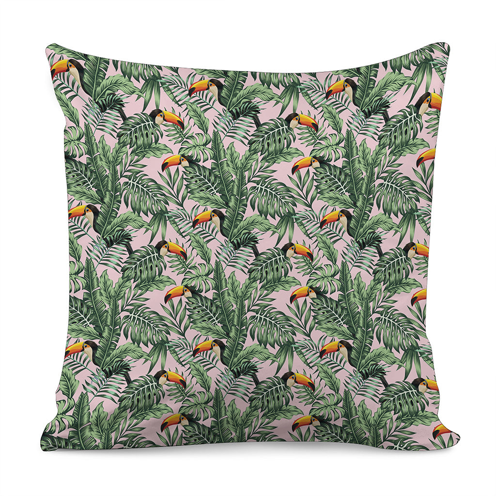 Tropical Palm Leaf And Toucan Print Pillow Cover