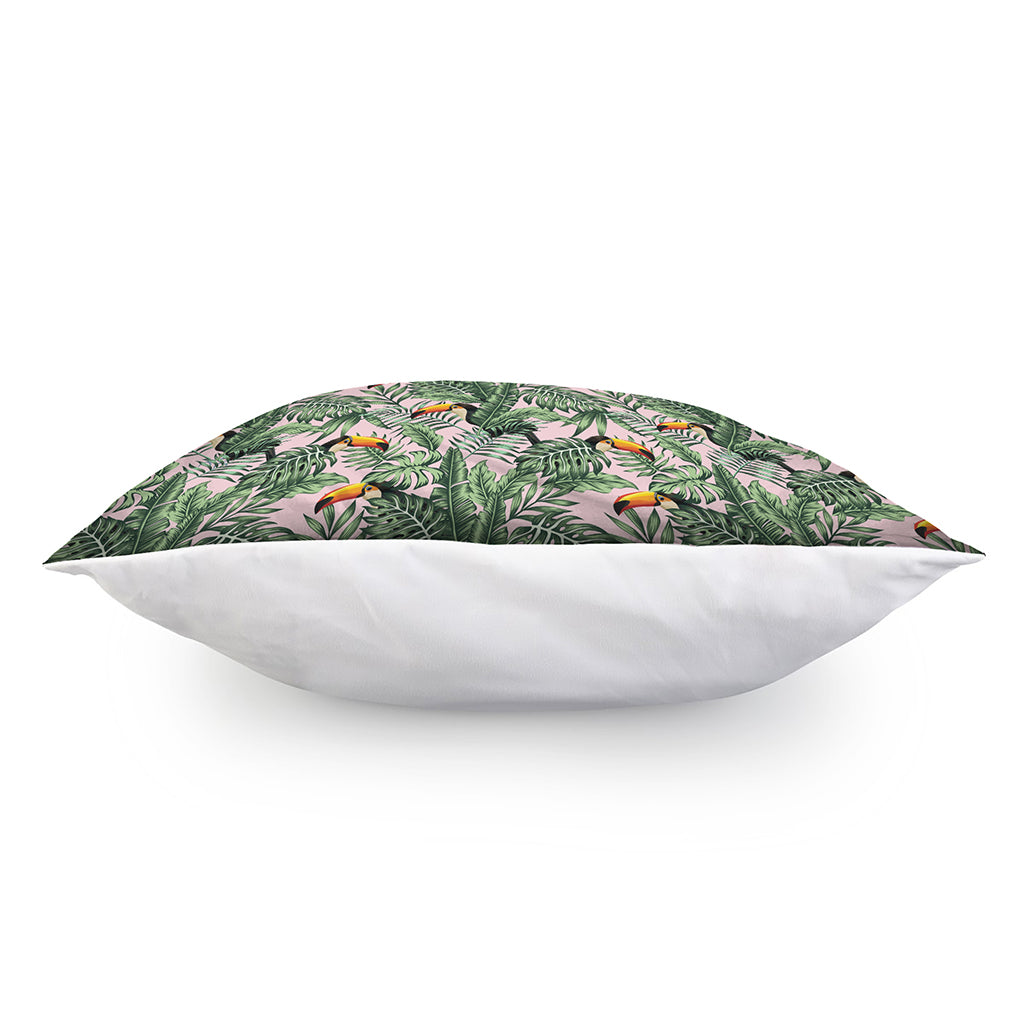 Tropical Palm Leaf And Toucan Print Pillow Cover