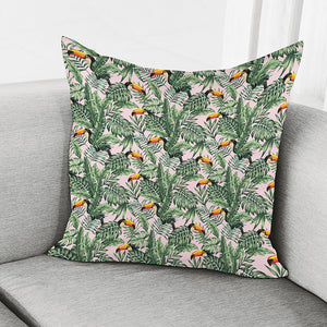 Tropical Palm Leaf And Toucan Print Pillow Cover