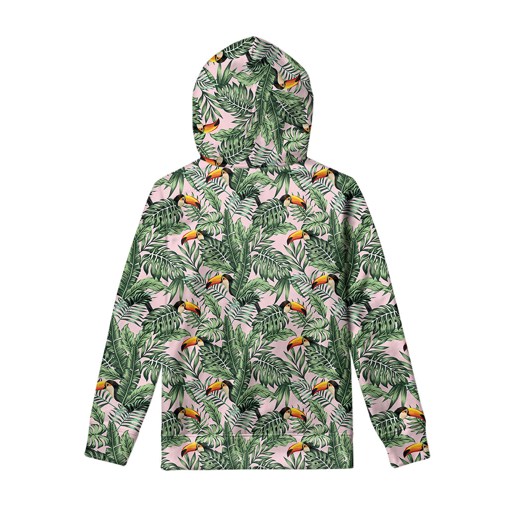 Tropical Palm Leaf And Toucan Print Pullover Hoodie