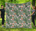Tropical Palm Leaf And Toucan Print Quilt