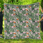 Tropical Palm Leaf And Toucan Print Quilt
