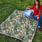 Tropical Palm Leaf And Toucan Print Quilt