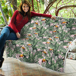 Tropical Palm Leaf And Toucan Print Quilt