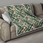 Tropical Palm Leaf And Toucan Print Quilt