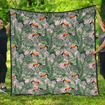 Tropical Palm Leaf And Toucan Print Quilt