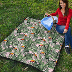 Tropical Palm Leaf And Toucan Print Quilt