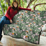 Tropical Palm Leaf And Toucan Print Quilt