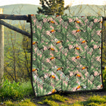 Tropical Palm Leaf And Toucan Print Quilt
