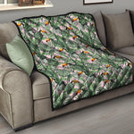 Tropical Palm Leaf And Toucan Print Quilt