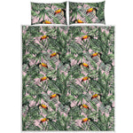 Tropical Palm Leaf And Toucan Print Quilt Bed Set