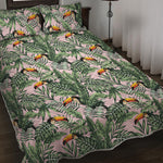 Tropical Palm Leaf And Toucan Print Quilt Bed Set