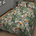 Tropical Palm Leaf And Toucan Print Quilt Bed Set