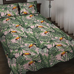 Tropical Palm Leaf And Toucan Print Quilt Bed Set