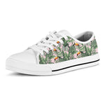 Tropical Palm Leaf And Toucan Print White Low Top Shoes