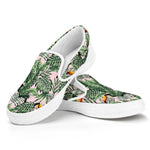 Tropical Palm Leaf And Toucan Print White Slip On Shoes