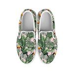 Tropical Palm Leaf And Toucan Print White Slip On Shoes