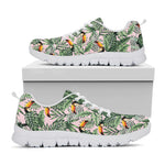 Tropical Palm Leaf And Toucan Print White Sneakers