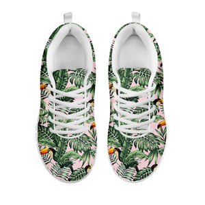 Tropical Palm Leaf And Toucan Print White Sneakers