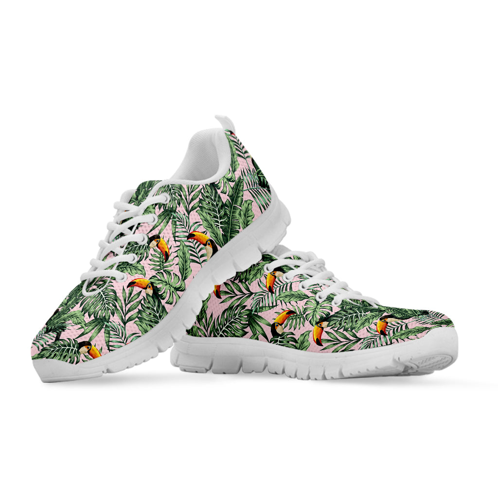 Tropical Palm Leaf And Toucan Print White Sneakers