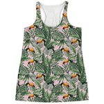 Tropical Palm Leaf And Toucan Print Women's Racerback Tank Top