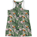 Tropical Palm Leaf And Toucan Print Women's Racerback Tank Top