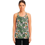 Tropical Palm Leaf And Toucan Print Women's Racerback Tank Top