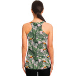 Tropical Palm Leaf And Toucan Print Women's Racerback Tank Top