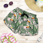 Tropical Palm Leaf And Toucan Print Women's Shorts