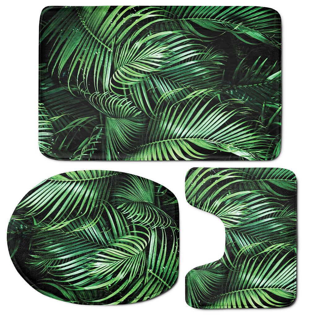 Tropical Palm Leaf Print 3 Piece Bath Mat Set