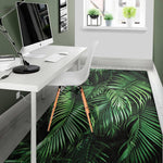 Tropical Palm Leaf Print Area Rug