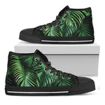 Tropical Palm Leaf Print Black High Top Shoes