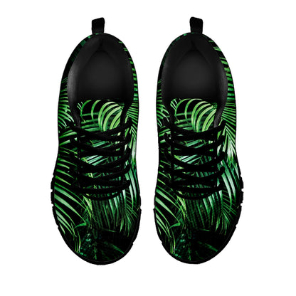 Tropical Palm Leaf Print Black Sneakers