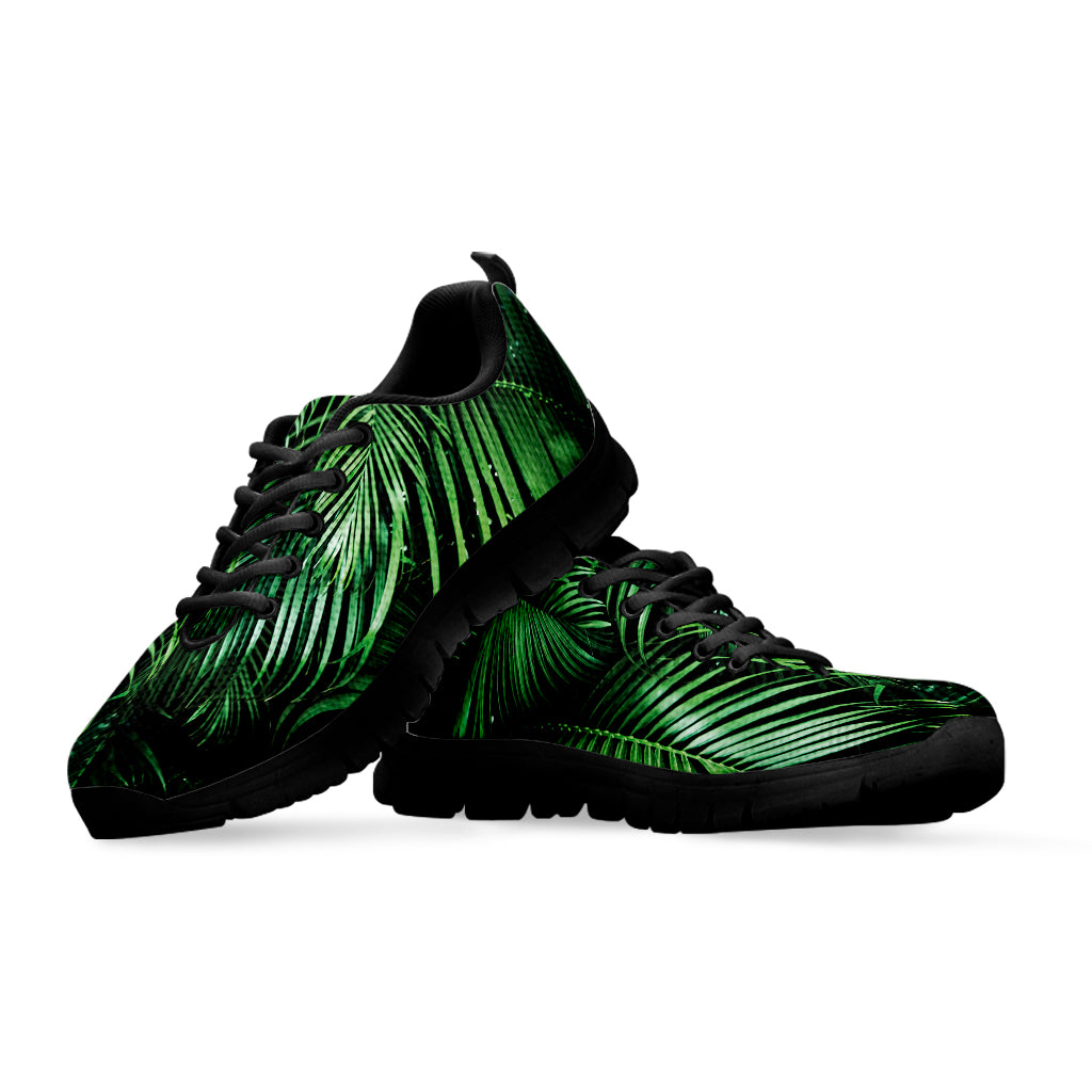 Tropical Palm Leaf Print Black Sneakers