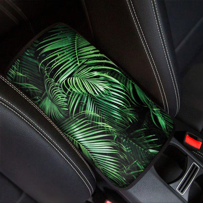 Tropical Palm Leaf Print Car Center Console Cover