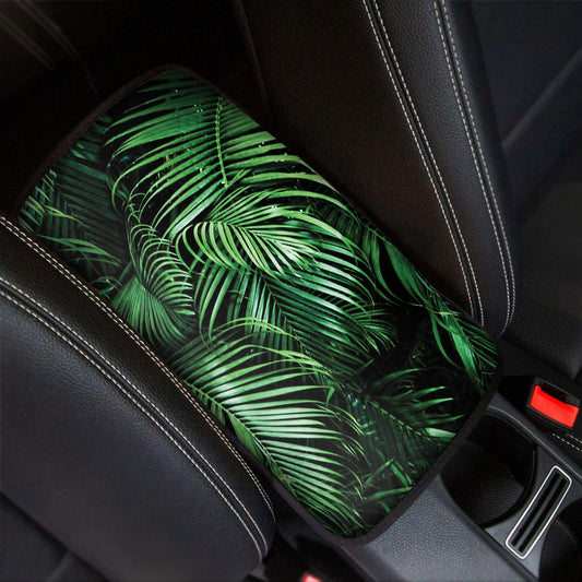 Tropical Palm Leaf Print Car Center Console Cover