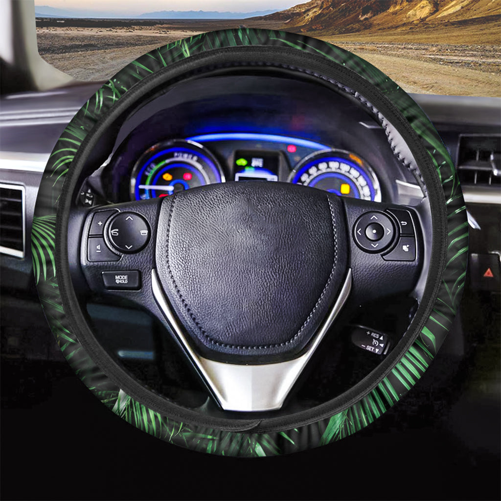 Tropical Palm Leaf Print Car Steering Wheel Cover