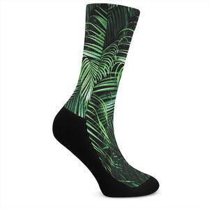 Tropical Palm Leaf Print Crew Socks