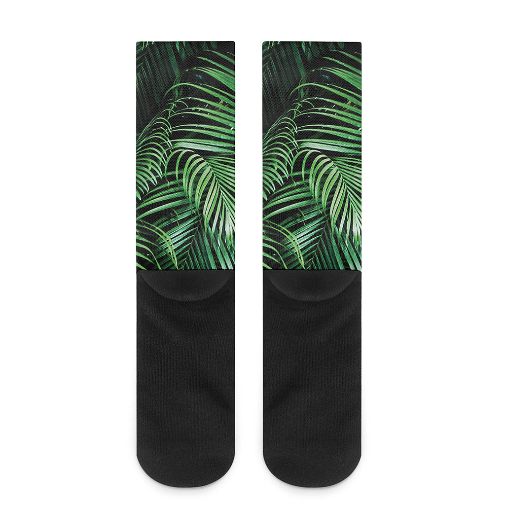 Tropical Palm Leaf Print Crew Socks