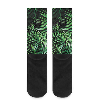 Tropical Palm Leaf Print Crew Socks