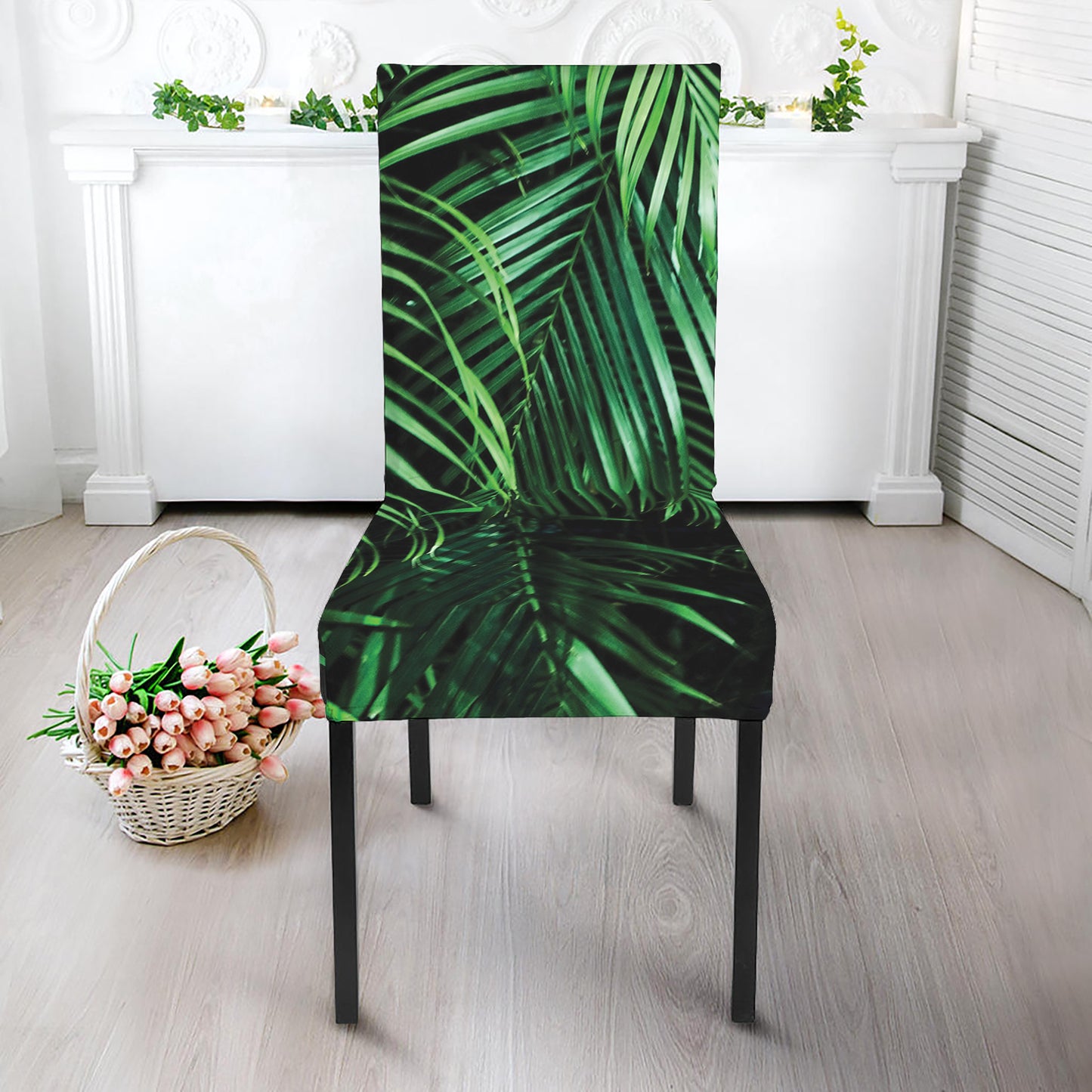 Tropical Palm Leaf Print Dining Chair Slipcover