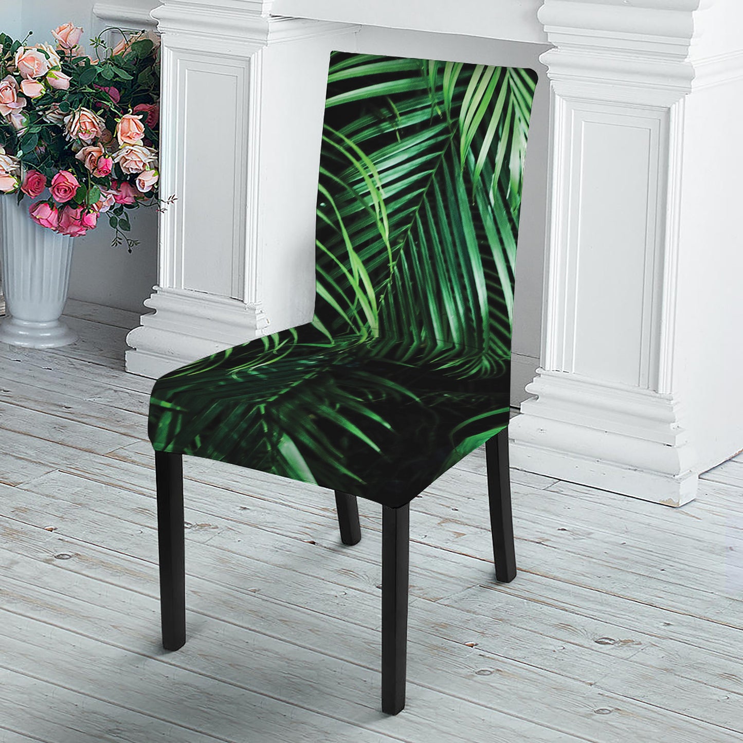 Tropical Palm Leaf Print Dining Chair Slipcover