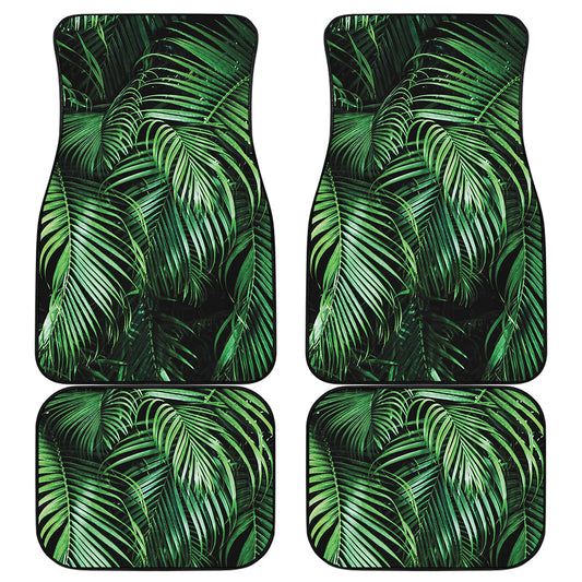 Tropical Palm Leaf Print Front and Back Car Floor Mats