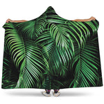 Tropical Palm Leaf Print Hooded Blanket