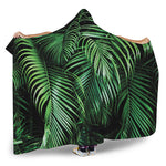 Tropical Palm Leaf Print Hooded Blanket