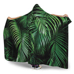 Tropical Palm Leaf Print Hooded Blanket