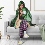 Tropical Palm Leaf Print Hooded Blanket