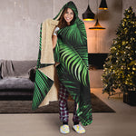 Tropical Palm Leaf Print Hooded Blanket